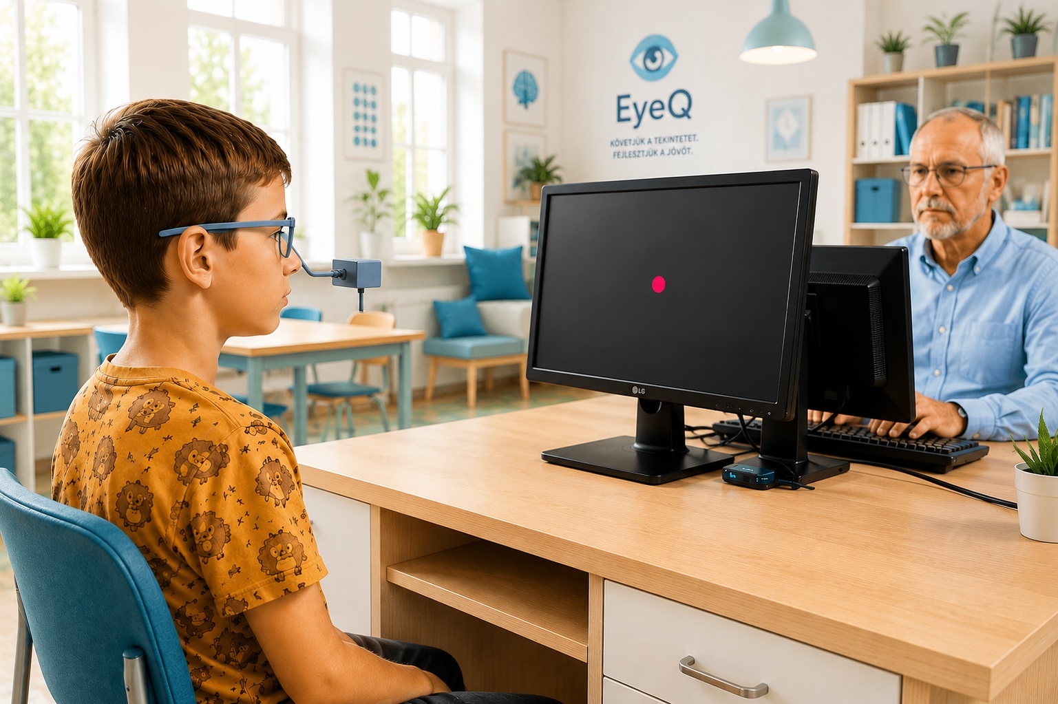 Gyermek digitális EyeQ felmérés közben